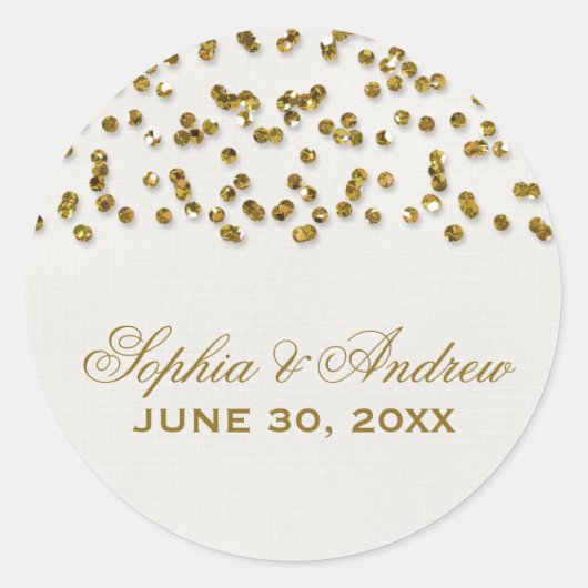 Gold Glamour Glitzer Confetti Wedding Sticker (Vorderseite)