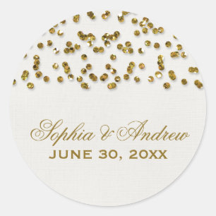 Gold Glamour Glitzer Confetti Wedding Sticker
