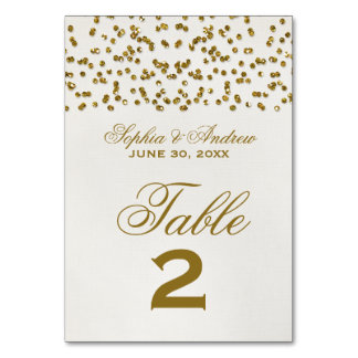 Gold Glamour Glitzer Confetti Wedding Tischnummer
