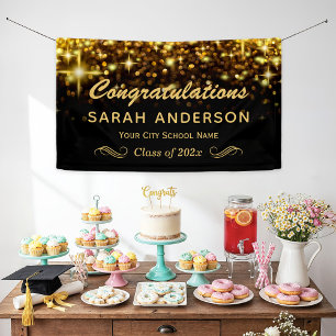 Gold Glamour Glitzer Glitzern Graduation Party Banner