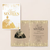 Gold Glamour Glitzer Spark Tropfen Sweet 16 Geburt Folienkarte (Anzeige)