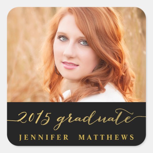 Gold Glamour Handschrift | Aufkleber für Foto-Absc (Vorderseite)