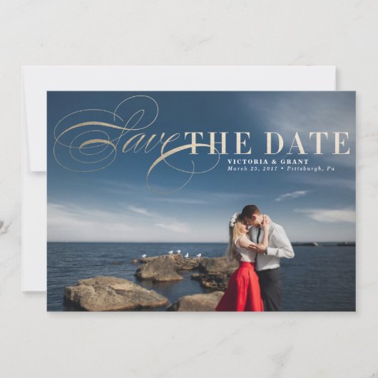 Gold Glamour Save the Date Fotokarte (Vorderseite)