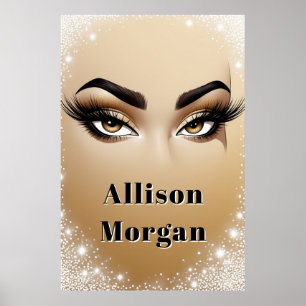Gold Glamouröses Augen-Make-up mit langen Wimpern Poster