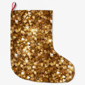 Gold Glanz Glamour Funkeln Herzen Großer Weihnachtsstrumpf (Vorderseite)