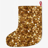 Gold Glanz Glamour Funkeln Herzen Großer Weihnachtsstrumpf (Rückseite)