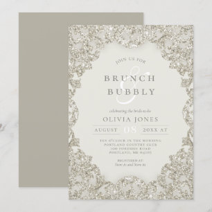 Gold Glanz Vintage Eleganz Brunch und Sekt Einladung