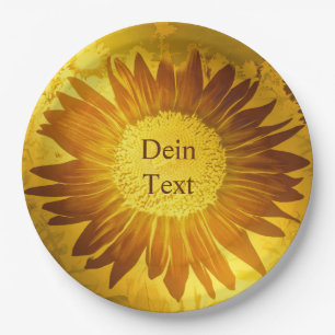Gold , glänzend , modern, Stil, farbig, Sonnenblum Pappteller