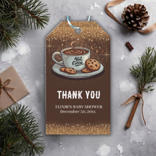 Gold Glänzende Heiße Schokolade Winter-Baby-Party Geschenkanhänger