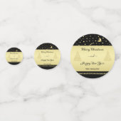 Gold glänzende Weihnachtssterne, Pfoten auf Gold u Konfetti (Rückseiten)