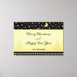 Gold glänzende Weihnachtssterne, Pfoten auf Gold u Leinwanddruck