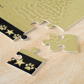 Gold glänzende Weihnachtssterne, Pfoten auf Gold u Puzzle (Seite)