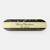Gold glänzende Weihnachtssterne, Pfoten auf Gold u Skateboard (Horizontal)