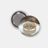 gold glänzender Diamantring Magnet (Vorderseite/Rückseite)