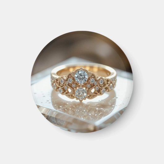 gold glänzender Diamantring Magnet (Vorne)