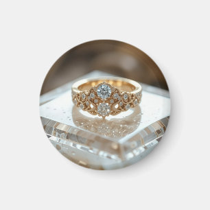 gold glänzender Diamantring Magnet
