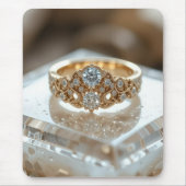 gold glänzender Diamantring Mousepad (Vorne)