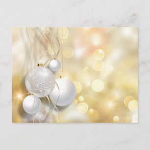 Gold glänzender Hintergrund weiße Silber Ornamente Postkarte