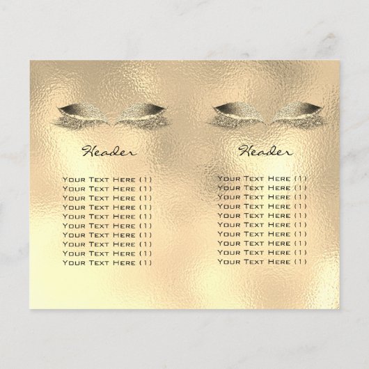 Gold Glass Glitzer Makeup Augapfel Preise Packungs Flyer (Hinten)