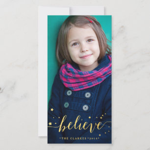 Gold Glaube Handwriting   Fotokarte für den Urlaub Feiertagskarte