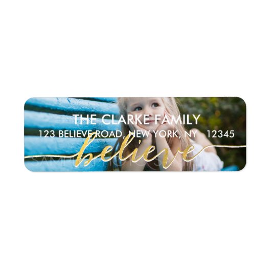 Gold glauben | Holiday Foto Address Label (Vorne)