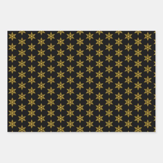 Gold glauben, Schneeflocken Polka Punkte schwarze  Geschenkpapier Set (Vorderseite 3)