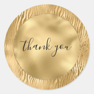 Gold Glaz Zebra Print Runder Aufkleber