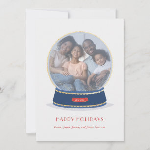 Gold Glimmer Snow Globe Holiday Card Ankündigung