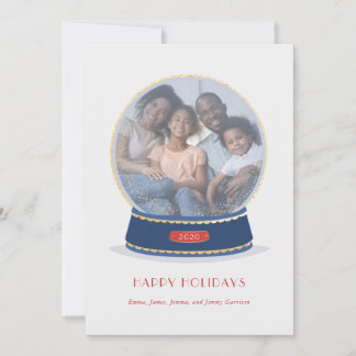 Gold Glimmer Snow Globe Holiday Card Ankündigung