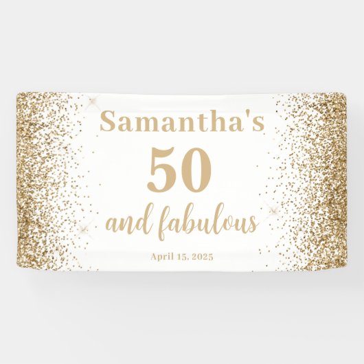 Gold Gliter 50th Birthday Banner (Horizontal)