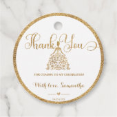 Gold Gliter Princess Baby Dusche Vielen Dank Geschenkanhänger (Vorderseite)