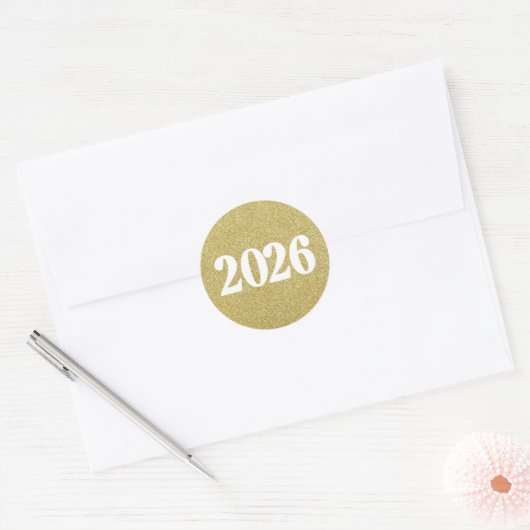 Gold Glitter 2026 Aufkleber  (Umschlag)