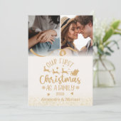 Gold Glitter 2 Photo Christmas Feiertagskarte (Stehend Vorderseite)