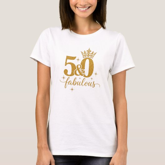 Gold Glitter 50 & Fabulous 50th Birthday Tee (Vorderseite)