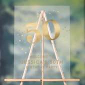Gold Glitter 50. Fünfzigster Geburtstag Willkommen Acrylschild (Neutral)