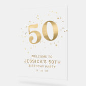 Gold Glitter 50. Fünfzigster Geburtstag Willkommen Acrylschild (Winkel)