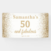 Gold Glitter 50. Geburtstag Banner (Horizontal)