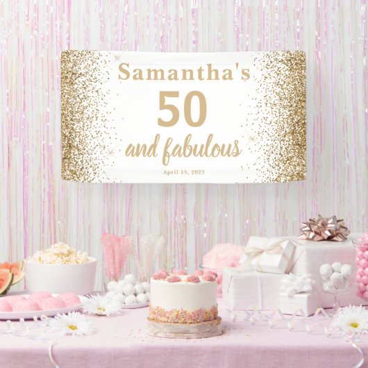 Gold Glitter 50. Geburtstag Banner (Party)