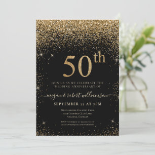 Gold Glitter 50. Geburtstags-Überraschungs-Party S Einladung