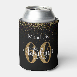 Gold Glitter 60 & Fabulous Geburtstag auf Schwarz Dosenkühler