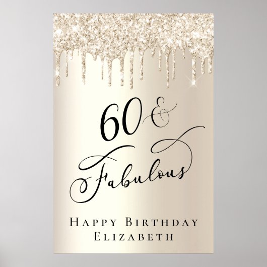 Gold Glitter 60. Geburtstagsfeier Poster (Vorne)