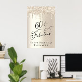 Gold Glitter 60th Birthday Party Poster (Heimbüro)