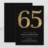 Gold Glitter 65. Geburtstag Einladung (Vorne/Hinten)