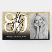Gold Glitter 80. Geburtstagsfeier Banner (Horizontal)