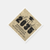 Gold Glitter Abschlussfeier Serviette (Ecke)