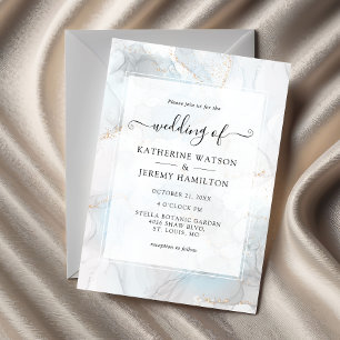 Gold Glitter Alcohol-Tinte Hochzeit Einladung