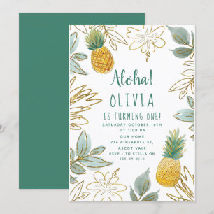 Gold Glitter Ananas Geburtstagsfeier Einladung