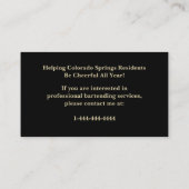 Gold Glitter and Blk Bartender Event Business Card Visitenkarte (Rückseite)