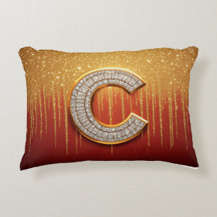 Gold Glitter Anfangsbuchstabe C Monogramm Geschenk Dekokissen