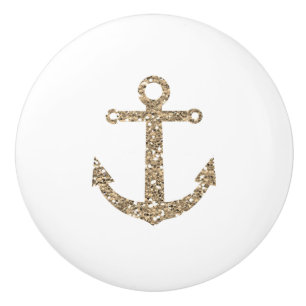 Gold Glitter Anker Schick-nautisch Modern Keramikknauf